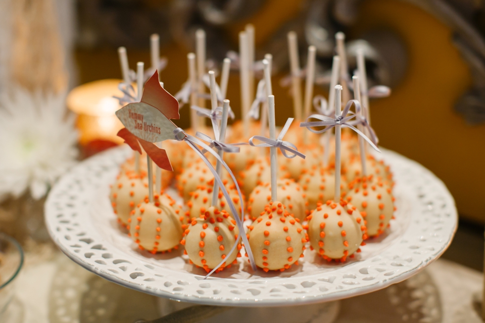 Photo Cake Pops auf Candy Bar, Seeigeldesign
